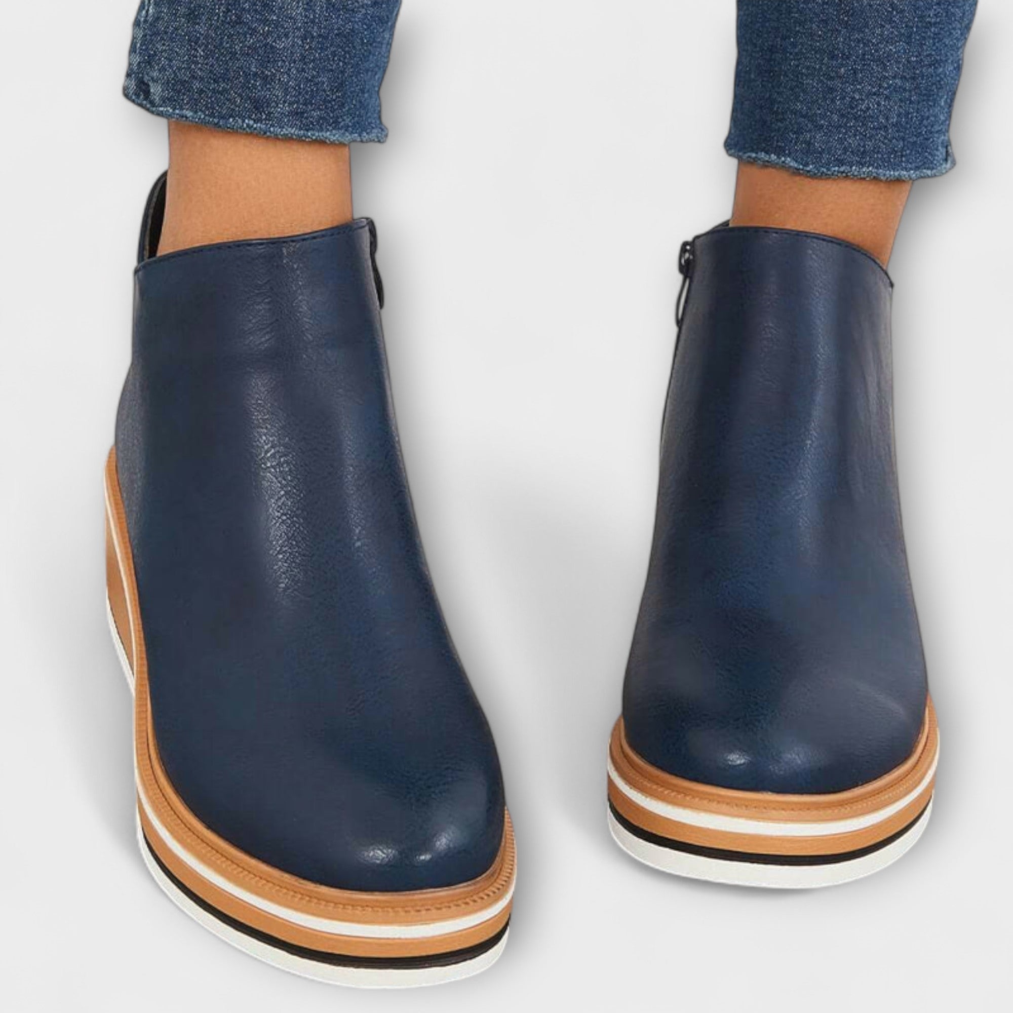 Mariana | Botas Elegantes e Confortáveis em Bege e Azul Escuro, do 35 ao 43