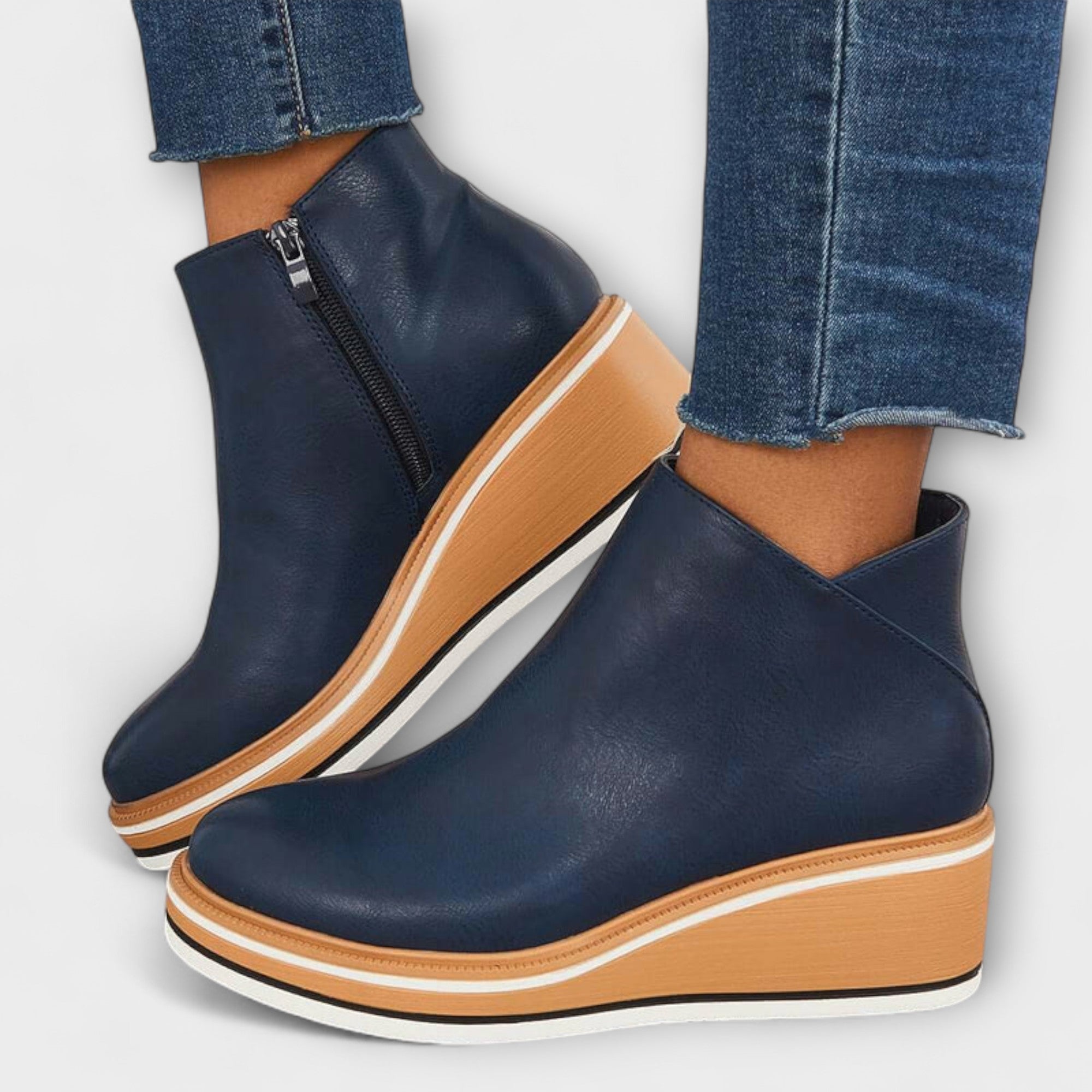 Mariana | Botas Elegantes e Confortáveis em Bege e Azul Escuro, do 35 ao 43