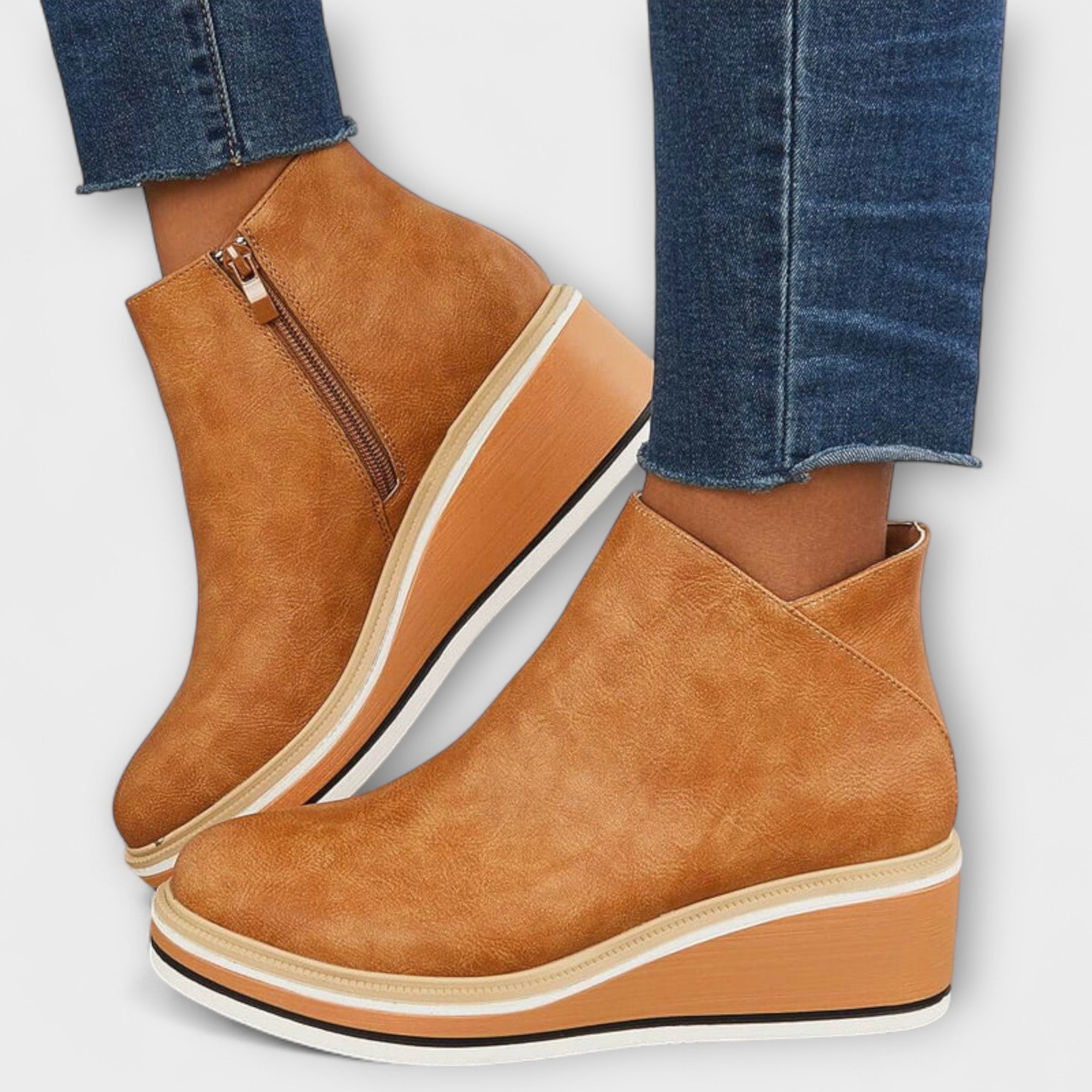 Mariana | Botas Elegantes e Confortáveis em Bege e Azul Escuro, do 35 ao 43