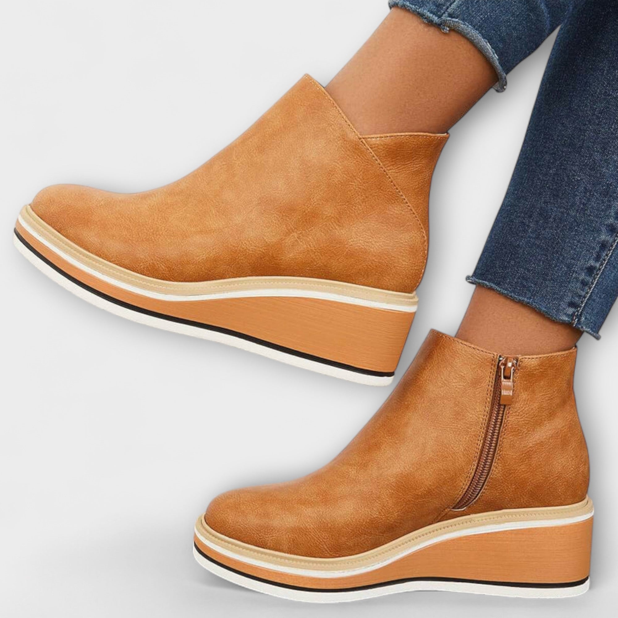 Mariana | Botas Elegantes e Confortáveis em Bege e Azul Escuro, do 35 ao 43