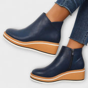 Mariana | Botas Elegantes e Confortáveis em Bege e Azul Escuro, do 35 ao 43