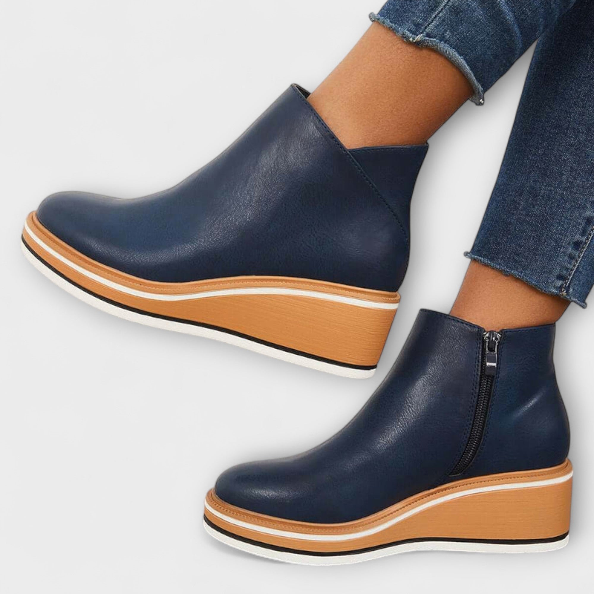 Mariana | Botas Elegantes e Confortáveis em Bege e Azul Escuro, do 35 ao 43