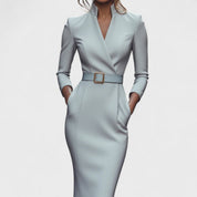 Mandarin - Vestido Preto Refinado com Cinto e Gola