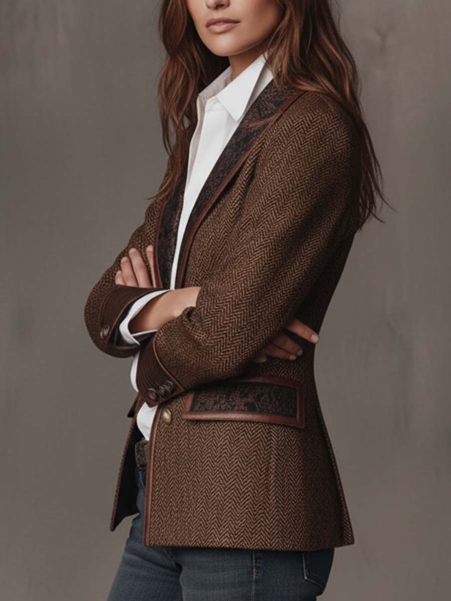 Gisèle | Blazer com Apliques de Chevron Impresso para Mulher