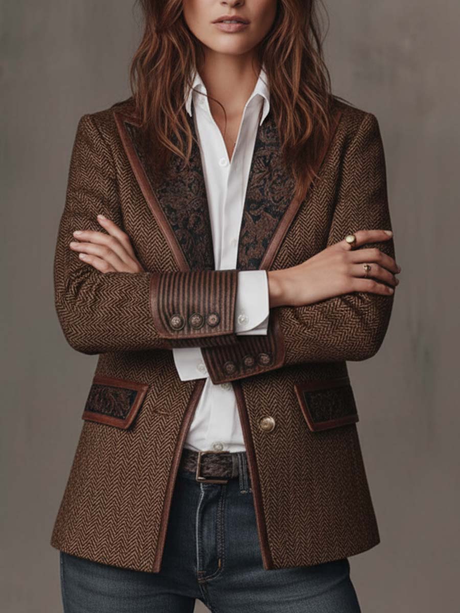 Gisèle | Blazer com Apliques de Chevron Impresso para Mulher