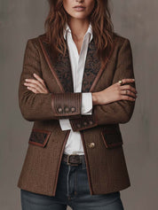 Gisèle | Blazer com Apliques de Chevron Impresso para Mulher