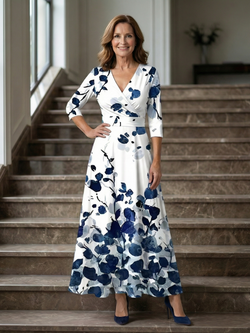 Andrea - Vestido Midi com Decote Cruzado