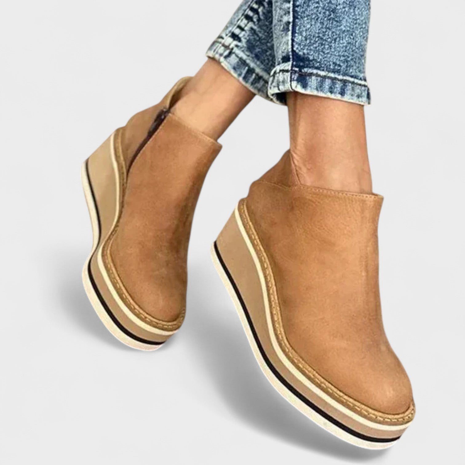 Bianca | Botas de Couro de Luxo em Bege e Preto, do 35 ao 43