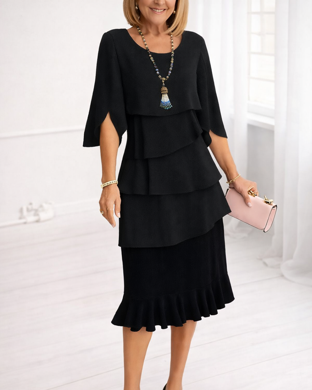 Margaret | Vestido Midi com Volantes para Mulher