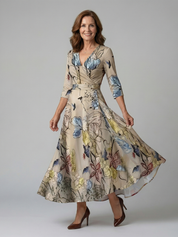 Andrea - Vestido Midi com Decote Cruzado