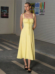 Claudia - Vestido Cami com Busto Franzido e Coxa Dividida
