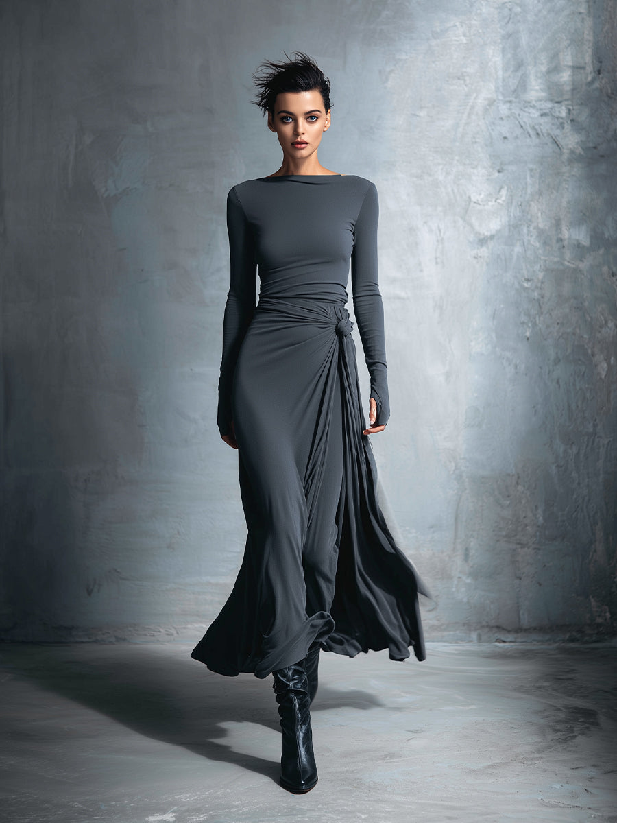 Naiara ❘ Vestido maxi com nó lateral para Mulher