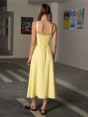 Claudia - Vestido Cami com Busto Franzido e Coxa Dividida