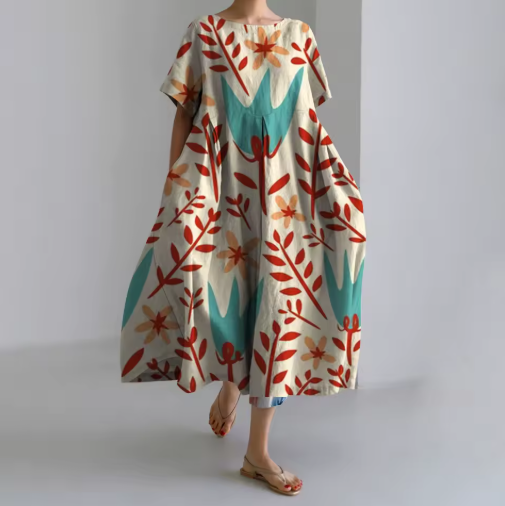Ruby - Vestido feminino com flores vermelhas