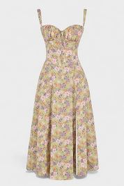 Carolina - Vestido Floral com Corpete Ajustado