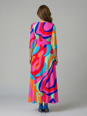 Andrea - Vestido Midi com Decote Cruzado