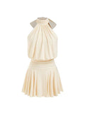 Griselda - Minivestido sem mangas com gola alta e lenço para Mulher