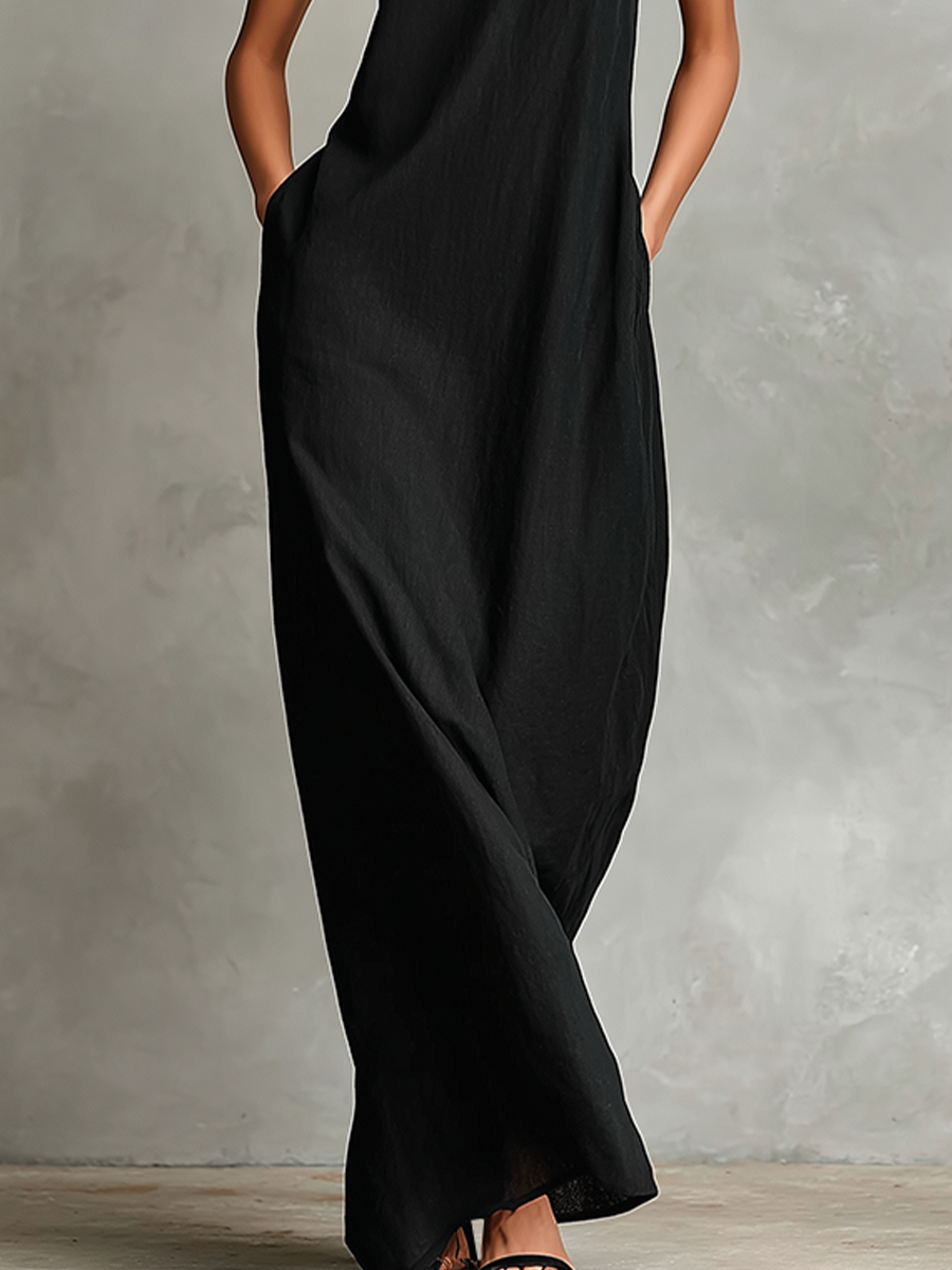 Caterina | Vestido longo preto minimalista para Mulher