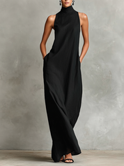 Caterina | Vestido longo preto minimalista para Mulher