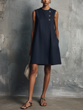 Alba | Vestido Mini Botonadura Dourada para Mulher