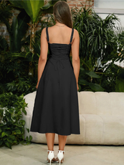 Claudia - Vestido Cami com Busto Franzido e Coxa Dividida