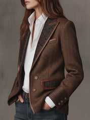 Gisèle | Blazer com Apliques de Chevron Impresso para Mulher