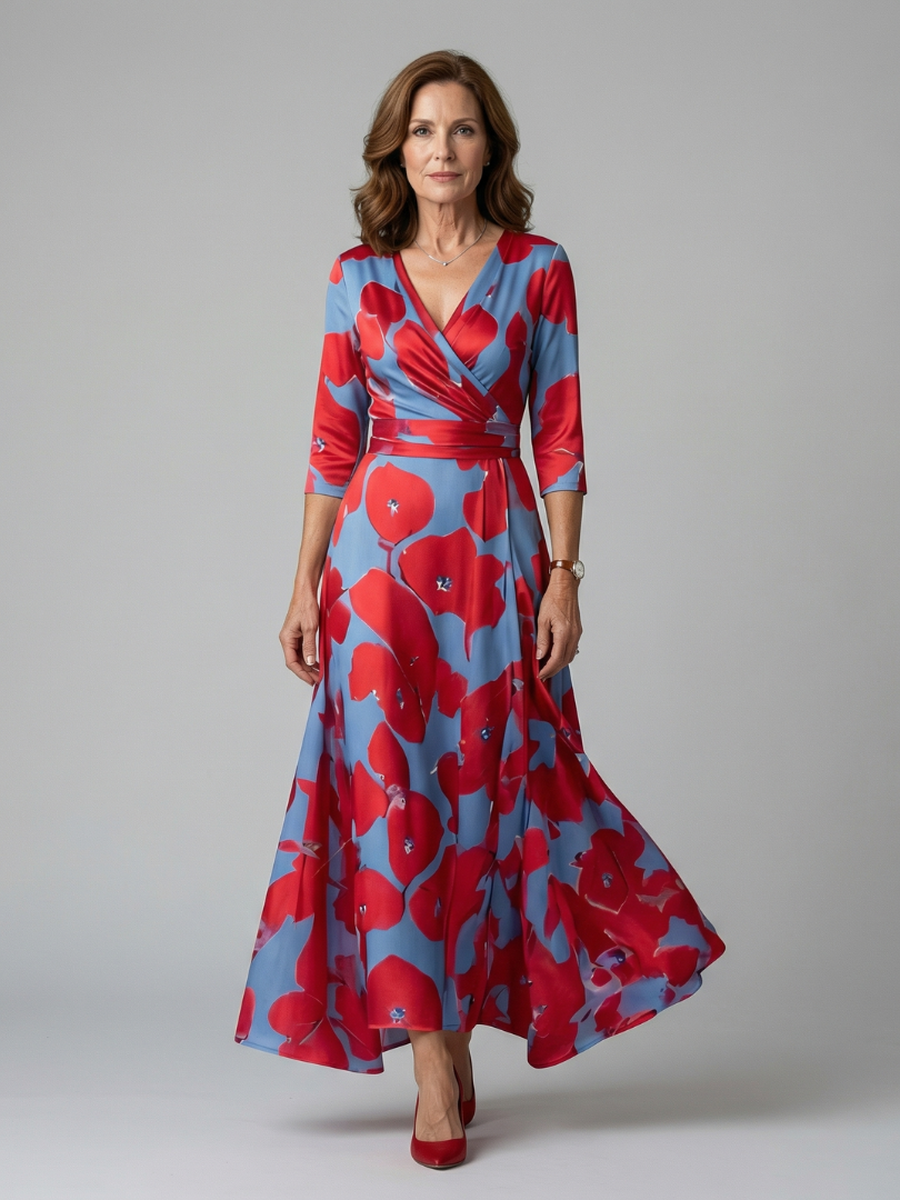 Andrea - Vestido Midi com Decote Cruzado