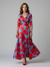 Andrea - Vestido Midi com Decote Cruzado