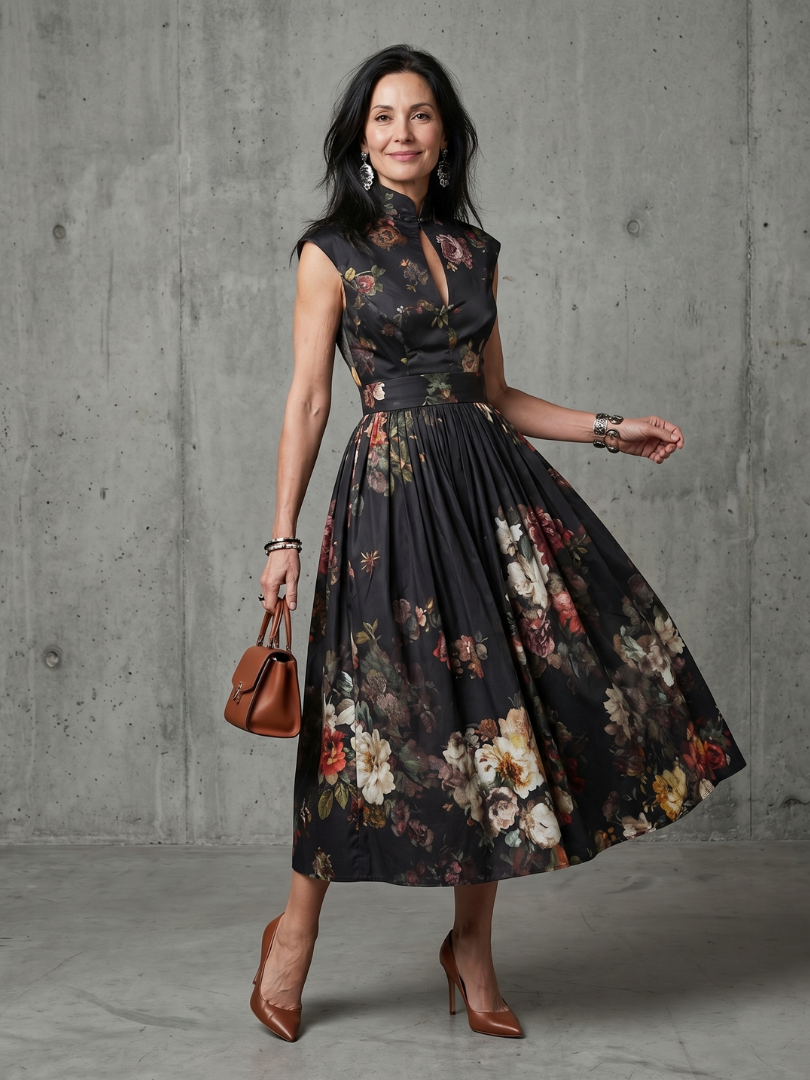 Pilar - Vestido Midi Plissado Floral