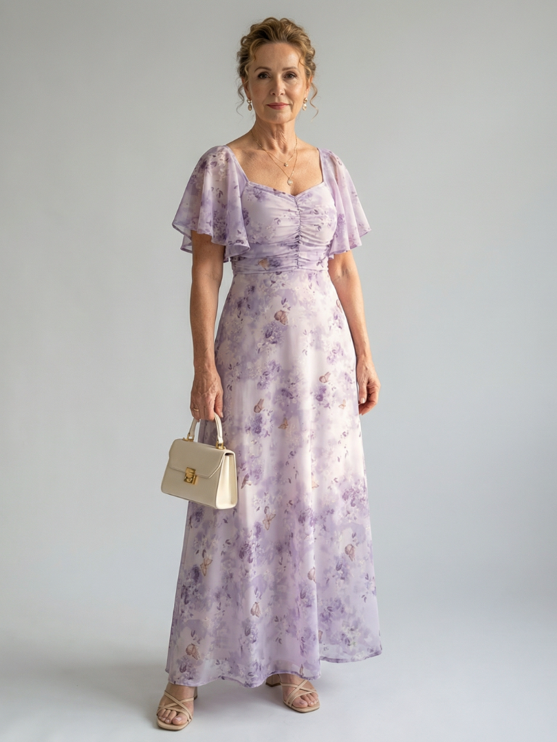 Rocío - Vestido Midi com Mangas Onduladas