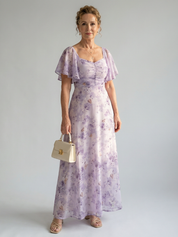 Rocío - Vestido Midi com Mangas Onduladas