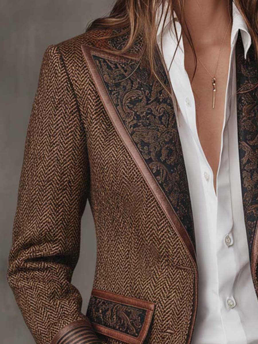 Gisèle | Blazer com Apliques de Chevron Impresso para Mulher