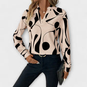 Joana - Blusa elegante de manga comprida com um decote pontiagudo