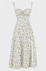 Carolina - Vestido Floral com Corpete Ajustado