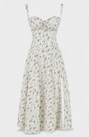 Carolina - Vestido Floral com Corpete Ajustado