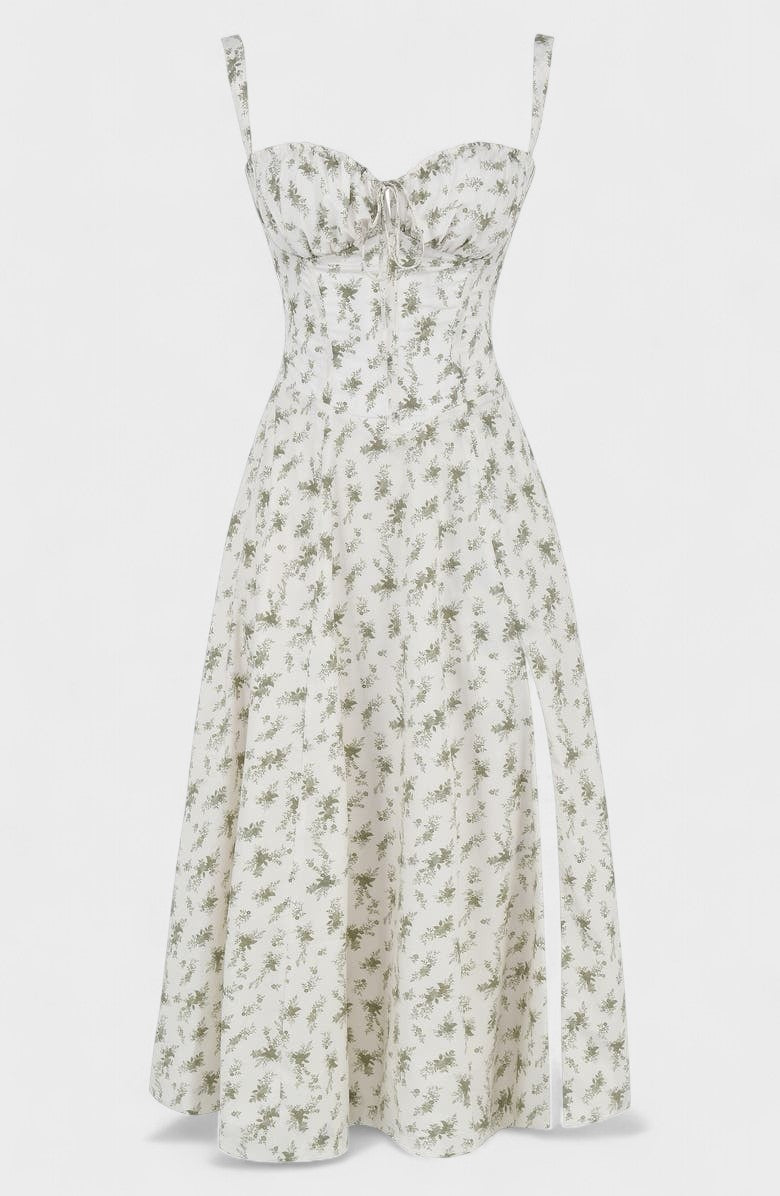 Carolina - Vestido Floral com Corpete Ajustado