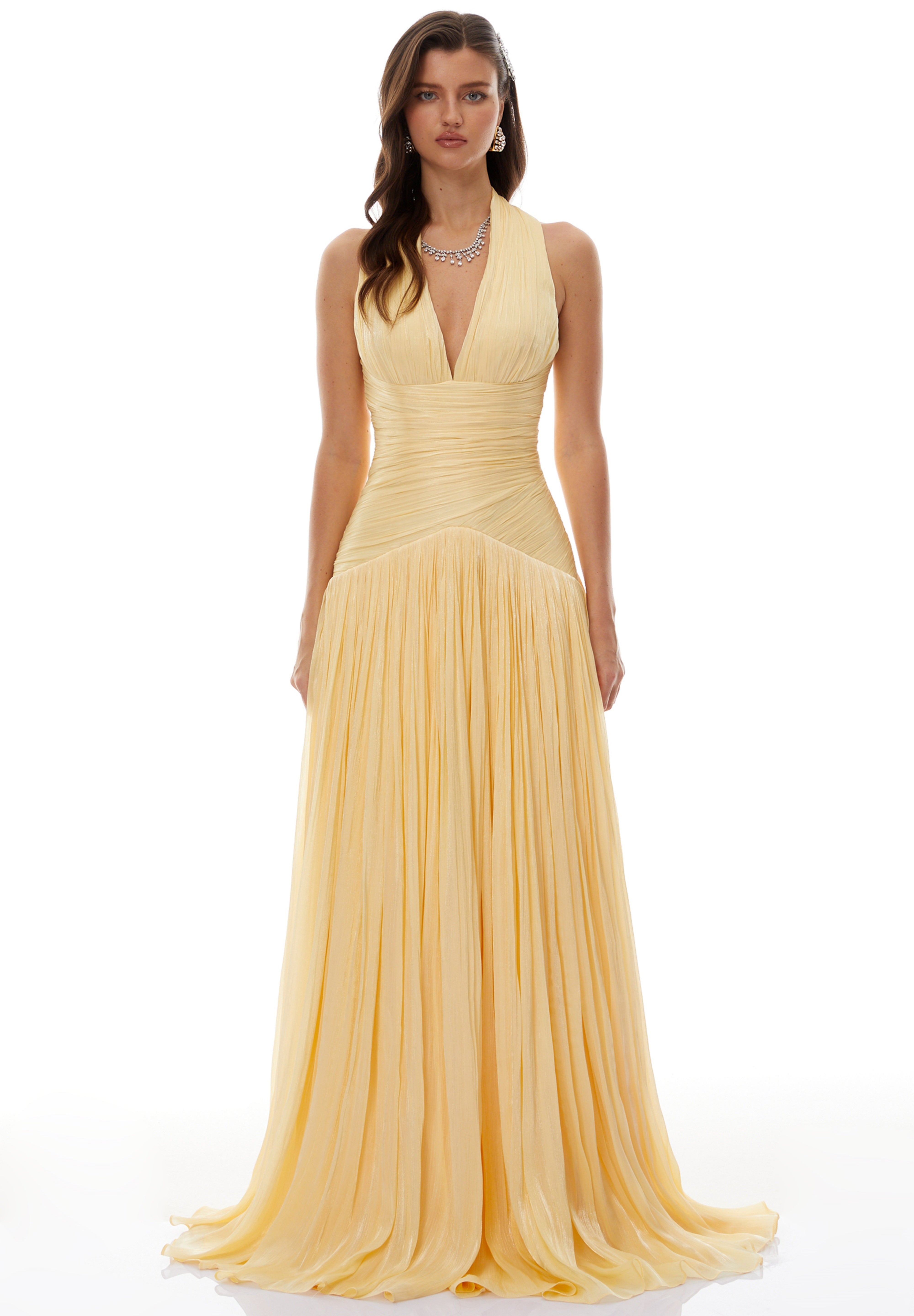 Uranie Yellow Gathered Maxi Dress