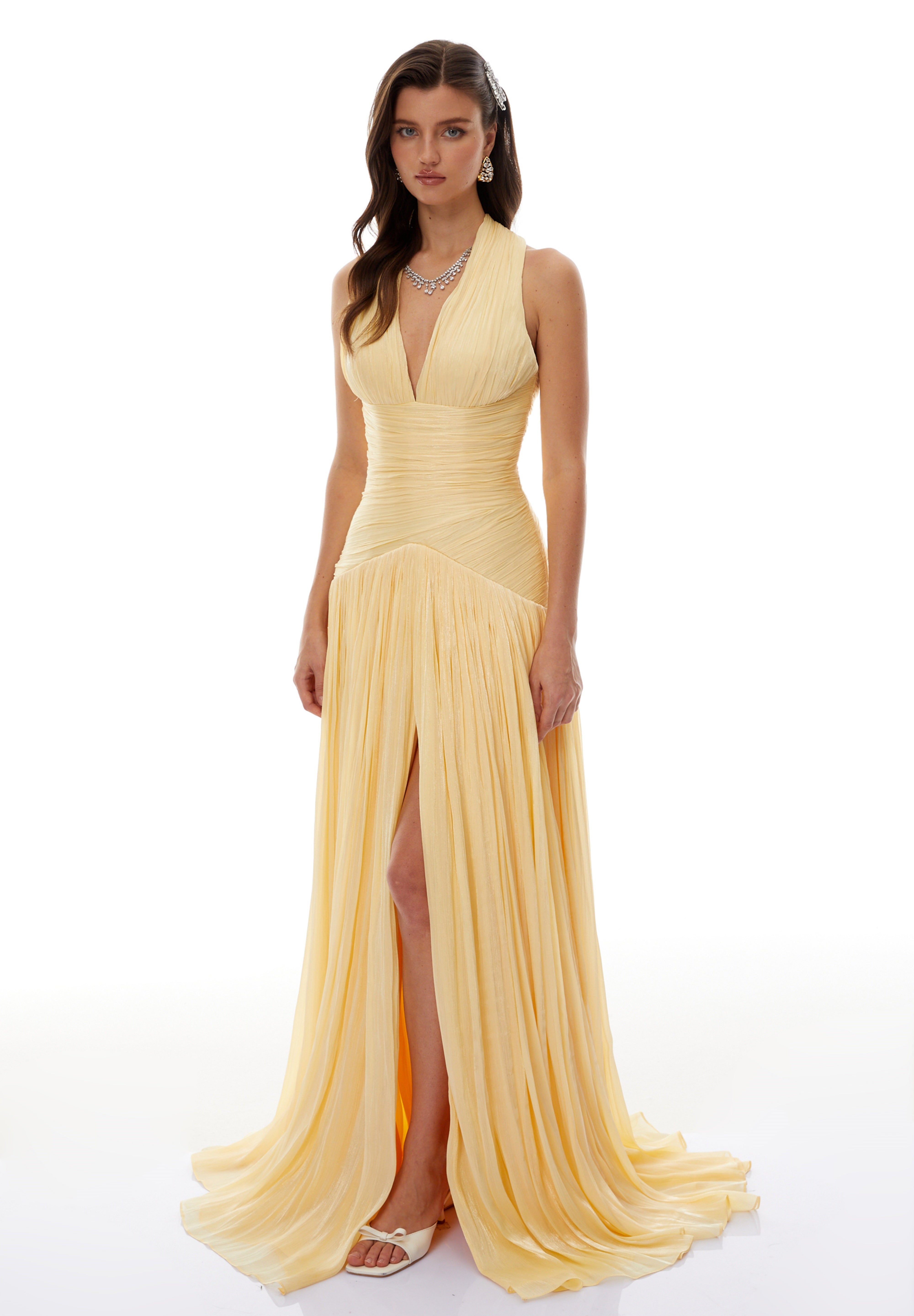 Uranie Yellow Gathered Maxi Dress