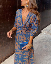 Natália | Vestido Midi Boho em Algodão com Estampa Étnica | Éloren Lisboa