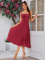 Claudia - Vestido Cami com Busto Franzido e Coxa Dividida