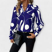 Joana - Blusa elegante de manga comprida com um decote pontiagudo