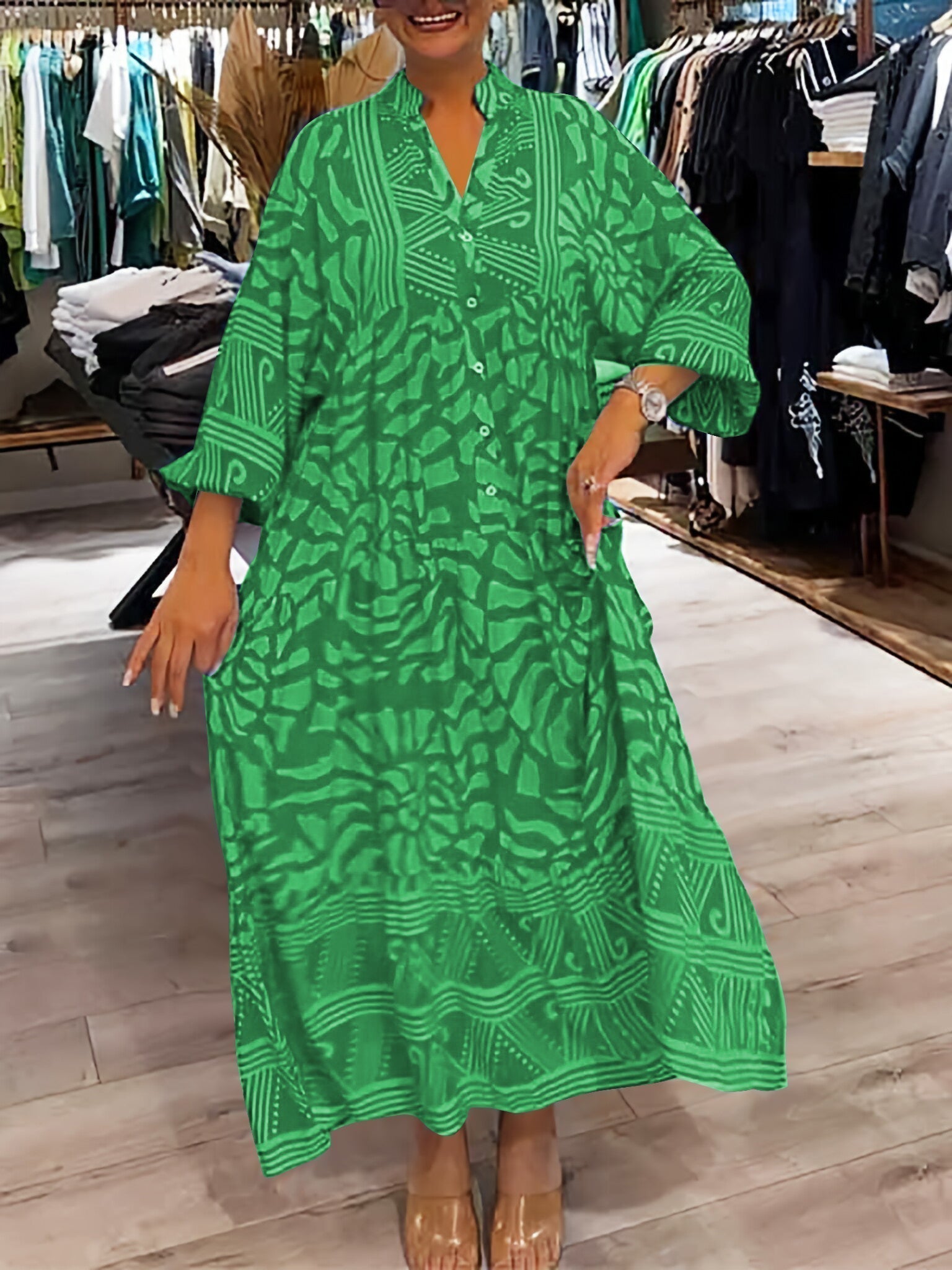 Mira | Vestido estampado com decote em V (quase esgotado)