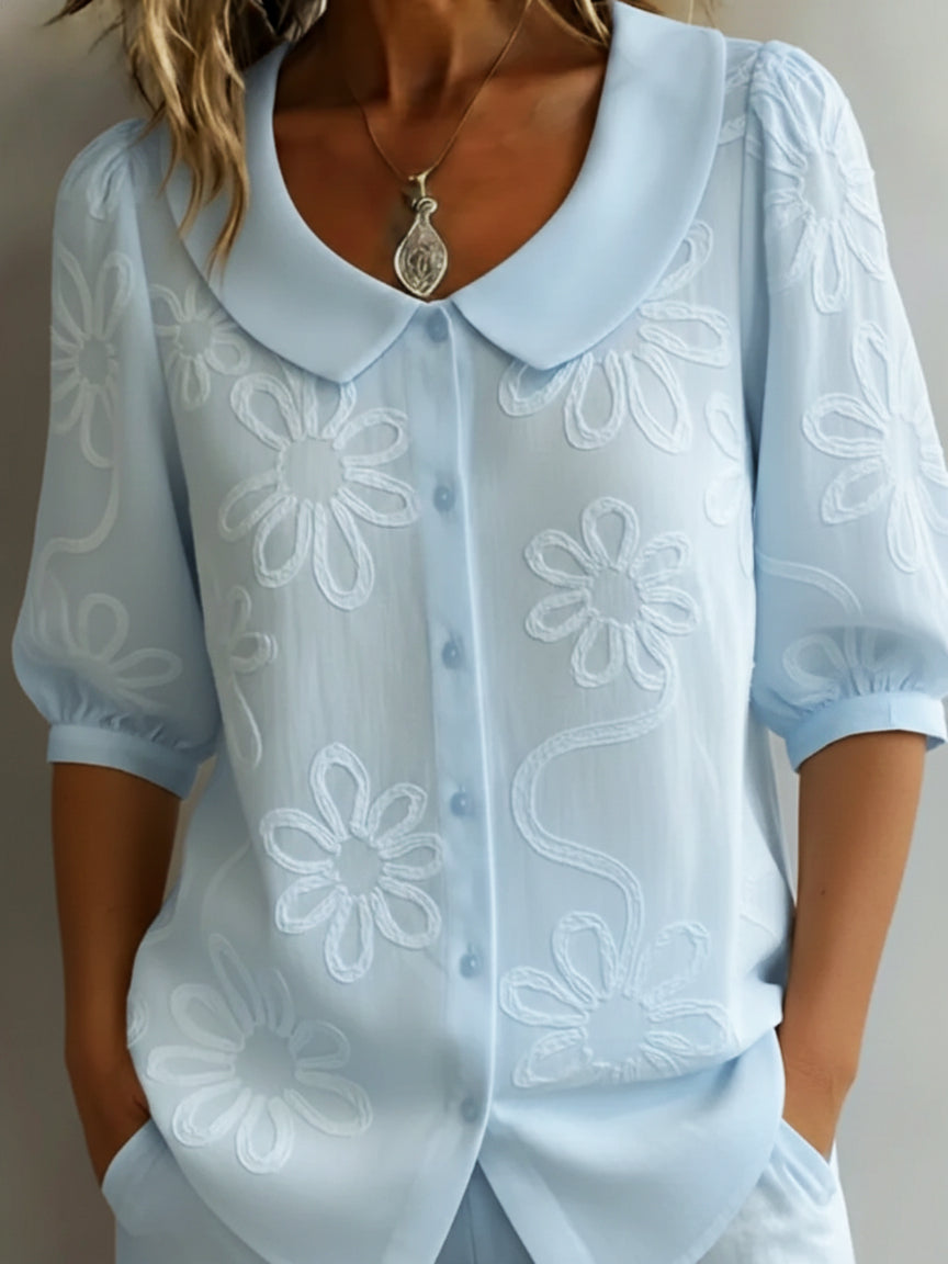 Aurélie — Blusa leve floral elegância natural para Mulher