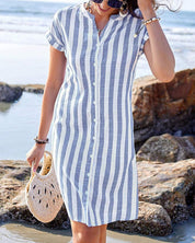 Martine | Vestido camisa listrado elegante para Mulher