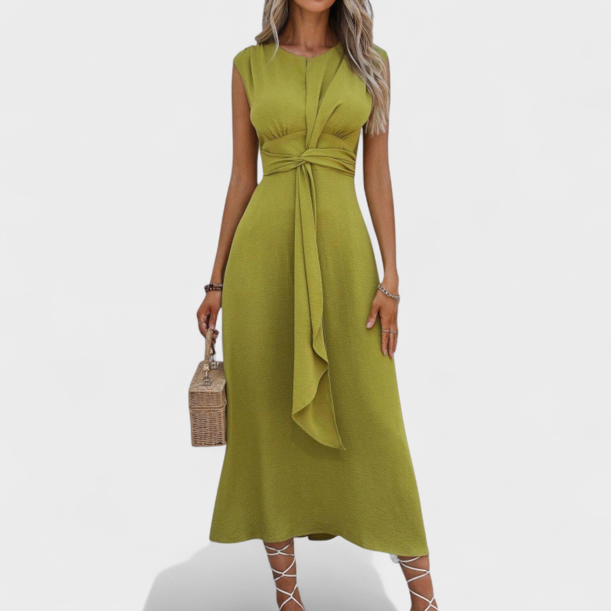 Emilia - Vestido maxi elegante sem mangas e gola redonda