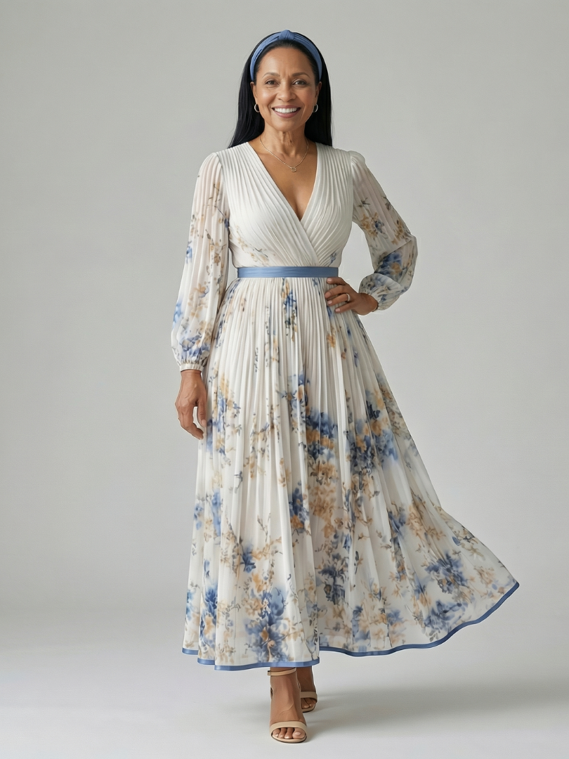 Natalia - Vestido Midi Envolvente Plissado