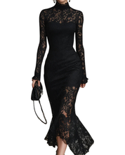 Veronika | Vestido Maximal de Renda Preta