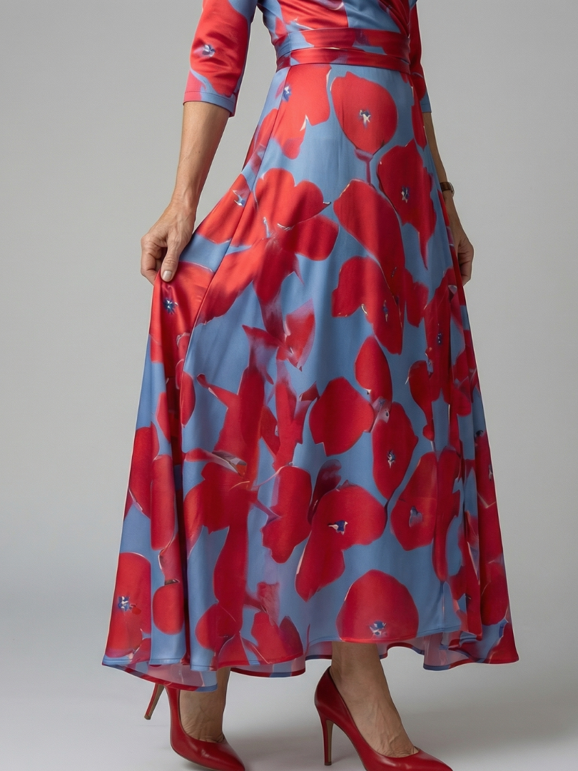 Andrea - Vestido Midi com Decote Cruzado