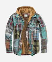 Alain – Casaco xadrez com patchwork para homem