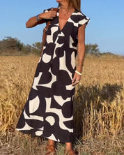 Ellen | Vestido estampado com decote em V para Mulher